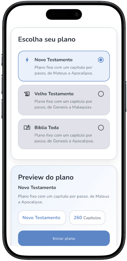 Tela de escolha de plano